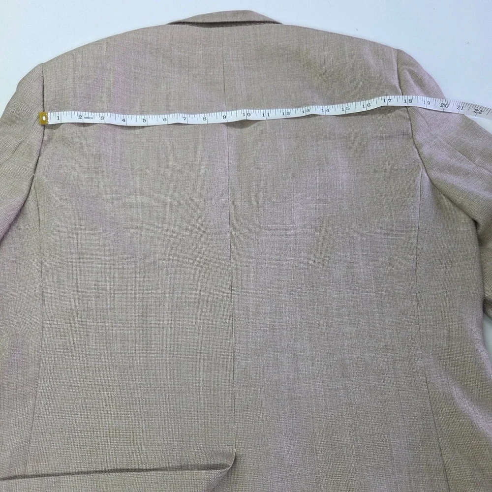 Halston‎ Blazer Men Size 40L Tan Vintage Gold Button Patch Pocket Sport Coat
